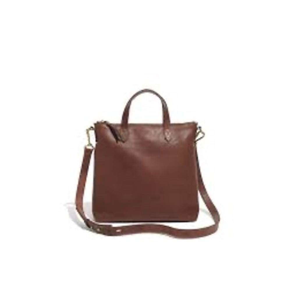 Madewell Zip Top Transport Crossbody Tote Bag English Saddle Brown Leather Small - Picture 2 of 7